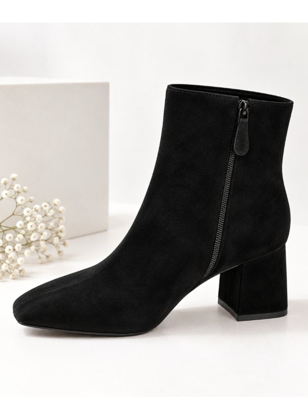 On 34th Margoe Black Square Toe Block Heel Ankle Booties Size 8.5 NWT